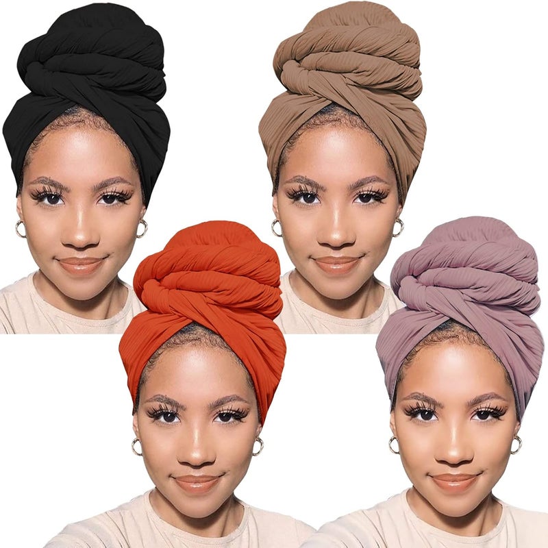 PWEOUKE Head Wraps for Black Women African Head Wrap Lightweight for Women Long Plain Turban Hair Scarf Scarves - Image 1